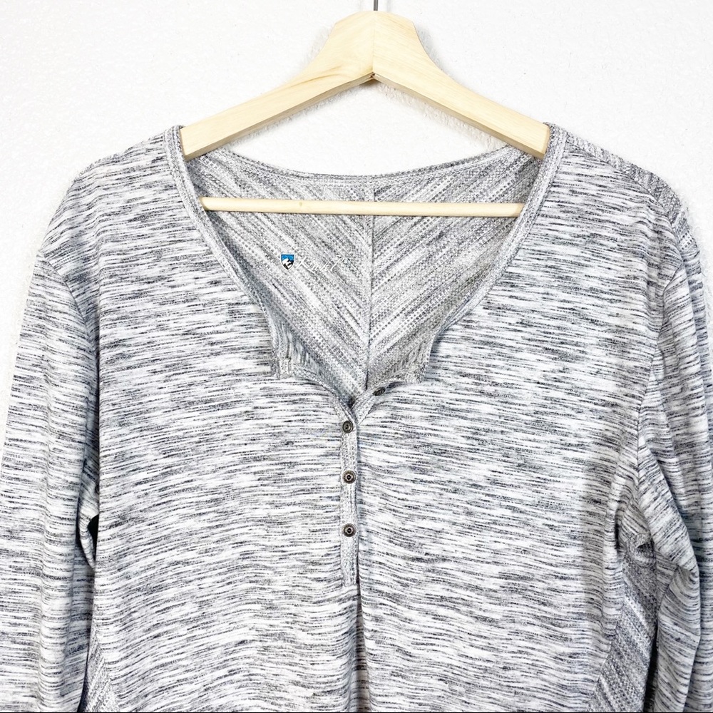 Kuhl Womens Svenna Grey Knit Henley Long Sleeve Top Size Large - Picture 3 of 13